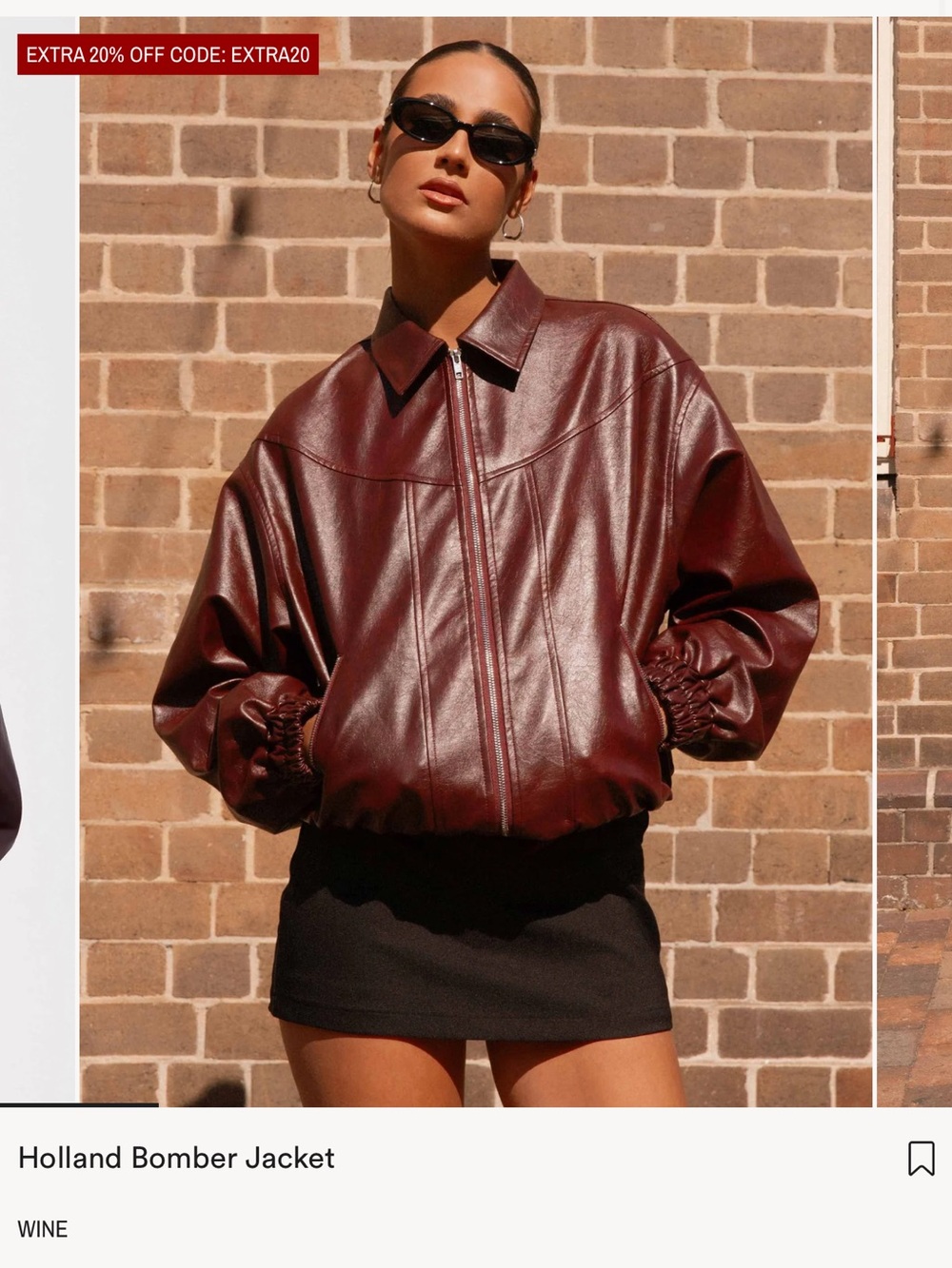Peppermayo Wine Faux-Leather Holland Bomber Jacket - Picture 3 of 7